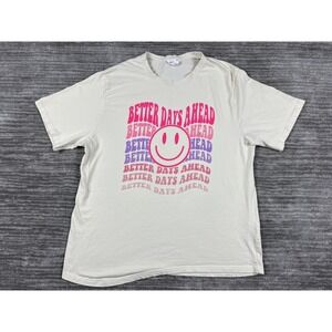 Southern Spirit T Shirt Mens 2XL Cream Better Days Ahead Smiley Face Graphic Tee